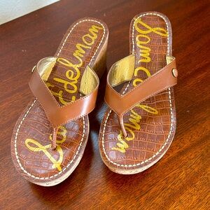 NWOT Sam Edelman Womens Romy Chesnut Brown 3"  Wedge Heel Sandals S-7